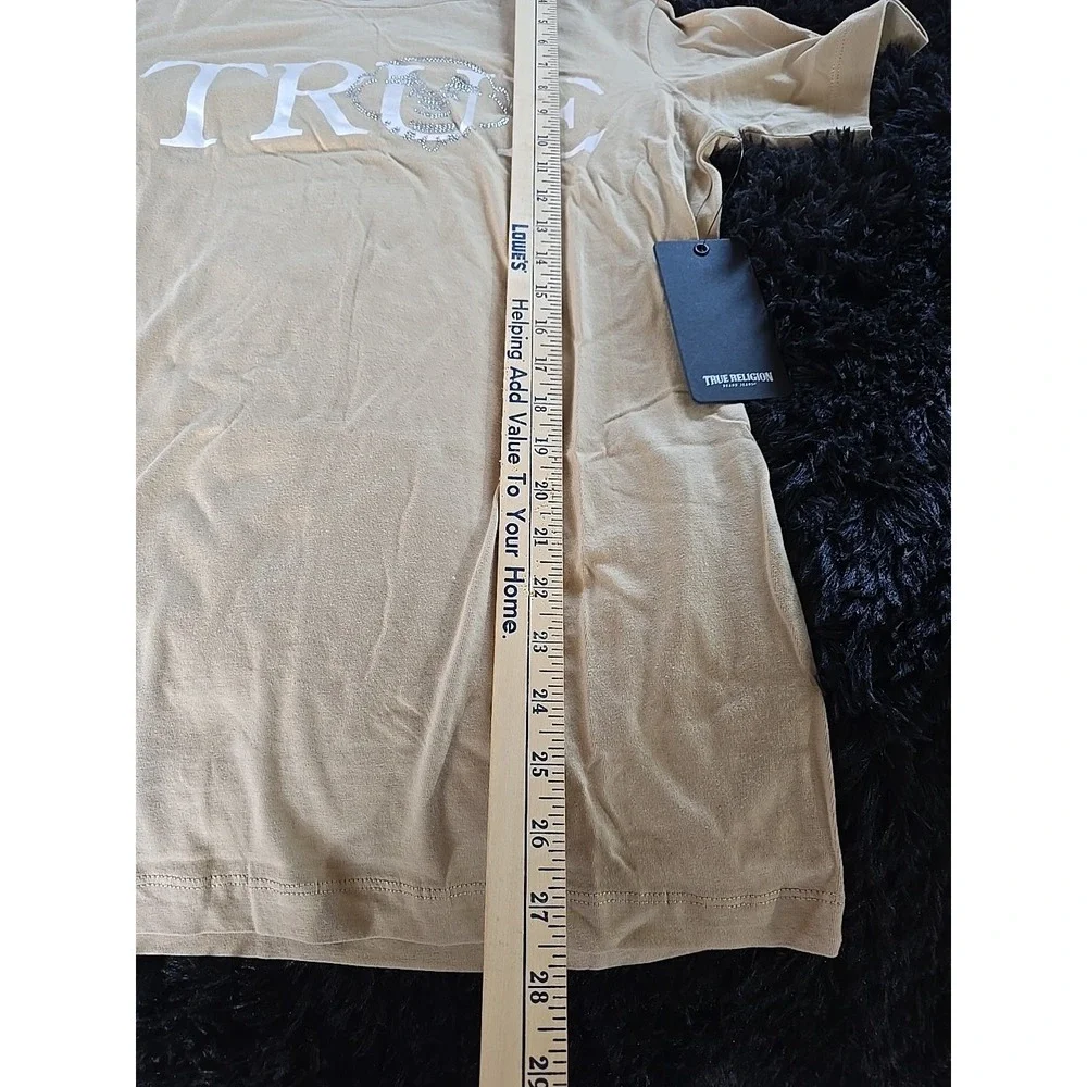 NWT True Religion Mens Beige True Crystal Face Mens Shirt‎ Small